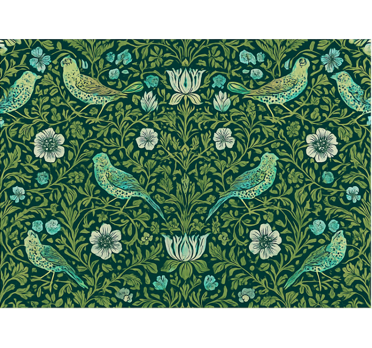 Papel tapiz recámara matrimonial floral y pájaro ornamental - TenVinilo