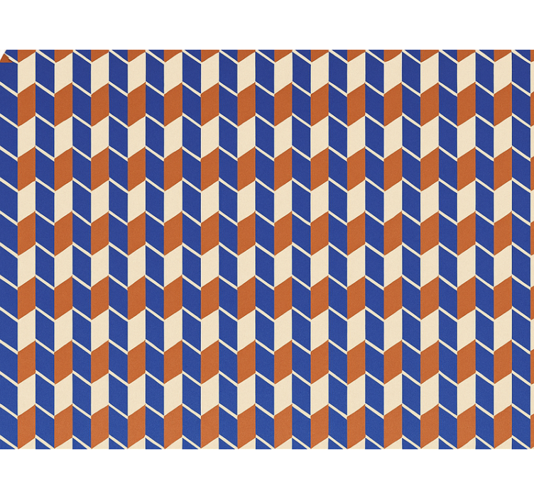 Tapizado para pared figuras abstractas naranjas y azules - TenVinilo