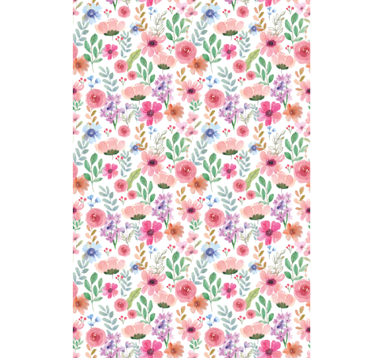 Papel tapiz flores multicolor - TenVinilo