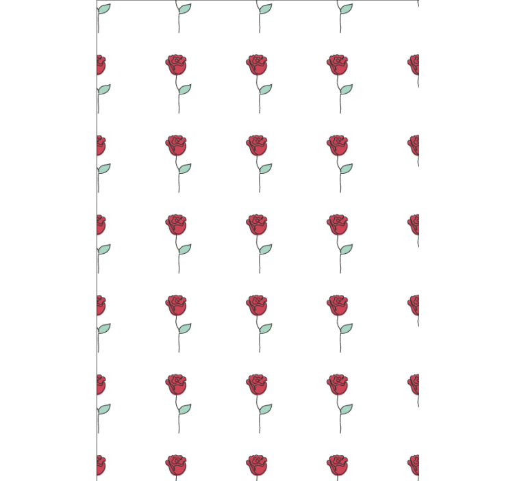 Papel tapiz flores diseño de arte lineal rosa roja - TenVinilo