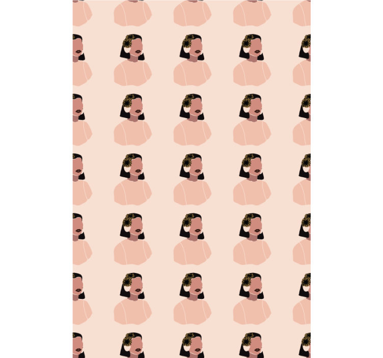 Papel tapiz flores rostro de mujer girasol - TenVinilo