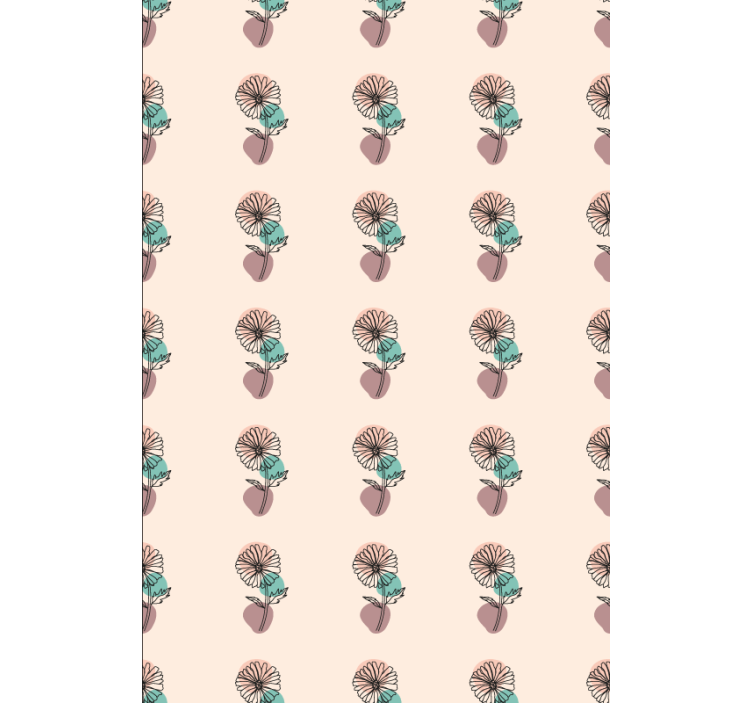 Papel tapiz floral diseño de arte lineal de margarita - TenVinilo