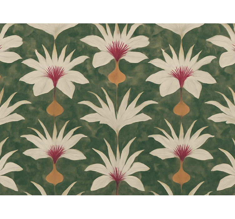 Tapiz para pared diseño de flores verdes - TenVinilo