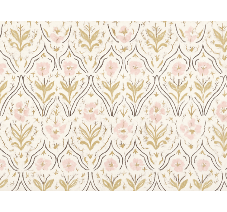 Papel tapiz patrón de flores retro rosa pálido - TenVinilo