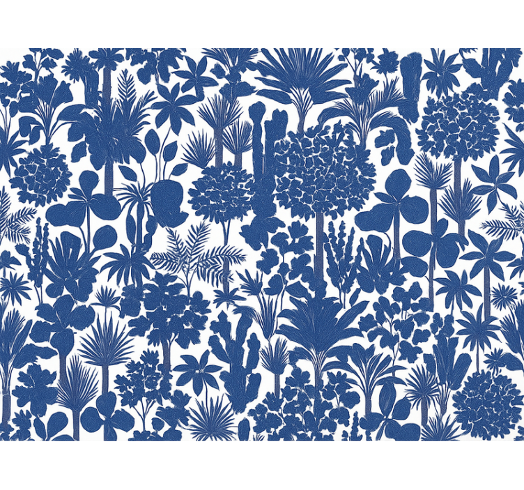 Papeles mural patrón naturaleza azul - TenVinilo