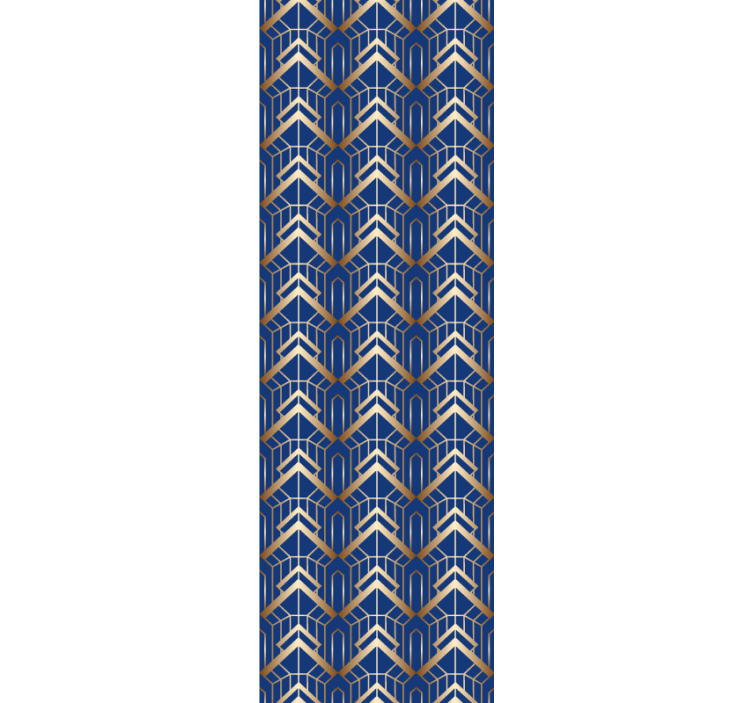 Papel tapiz para recámara patrón deco azul y dorado - TenVinilo