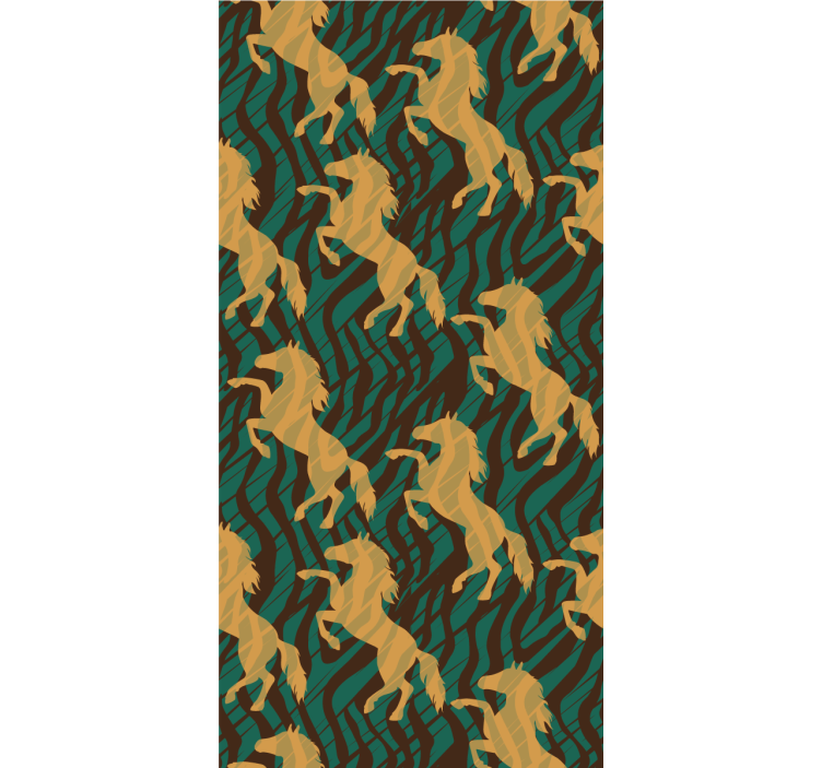 Papel tapiz para recámara caballo verde y marrón - TenVinilo