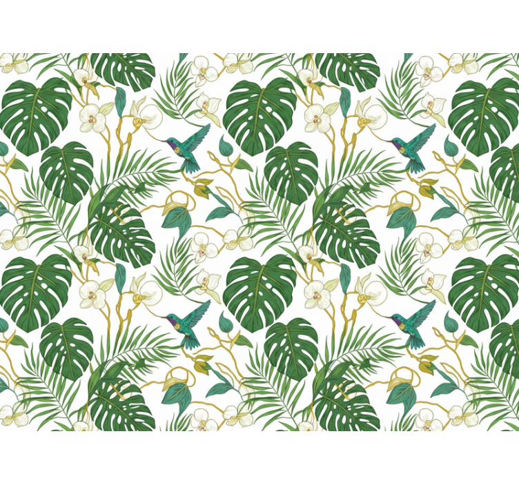 Papel tapiz hojas jardín botánico esmeralda - TenVinilo