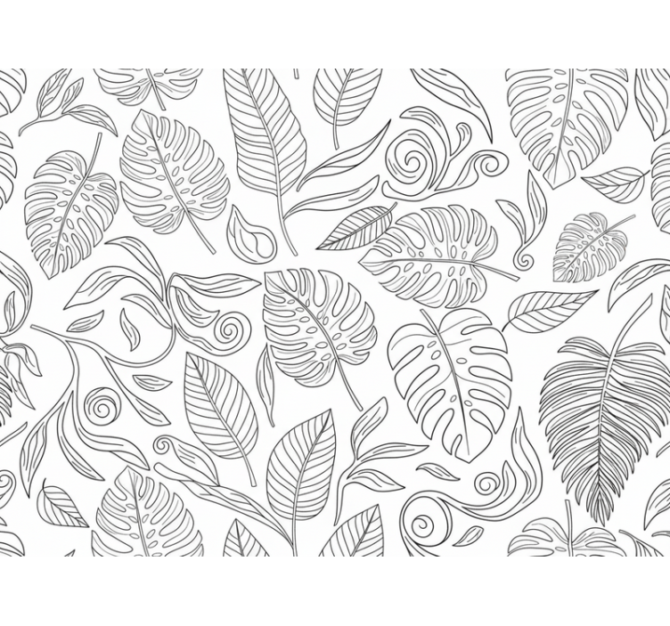 Papel tapiz moderno botanical en blanco y negro - TenVinilo