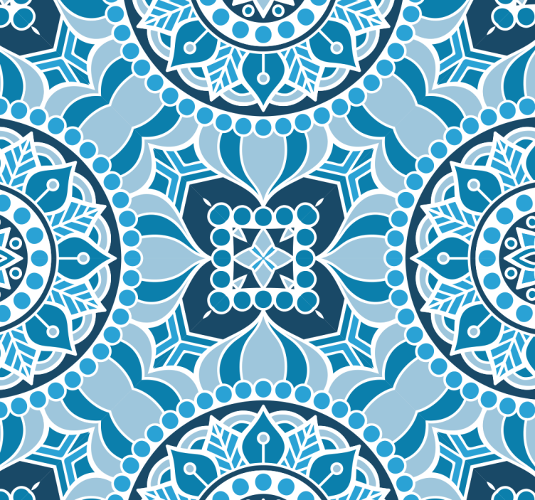 Papel decorativo estilo mandala patrón azul - TenVinilo