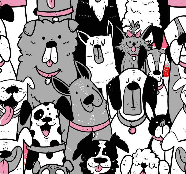 Papel pintado infantil perros blanco y negro - TenVinilo