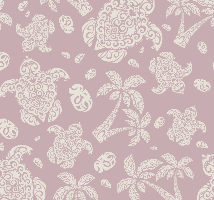 Papel tapiz animales tortugas y palmeras - TenVinilo