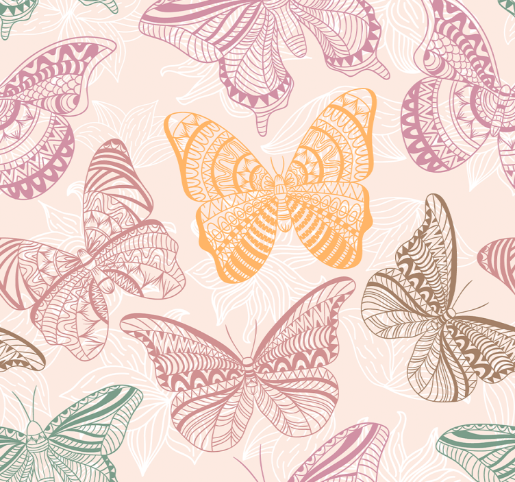 Papel pintado mariposas vintage moradas - TenVinilo