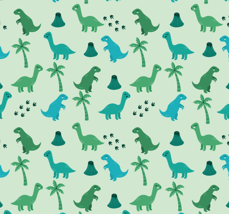 papel pintado infantil Dinosaurios verdes - TenVinilo