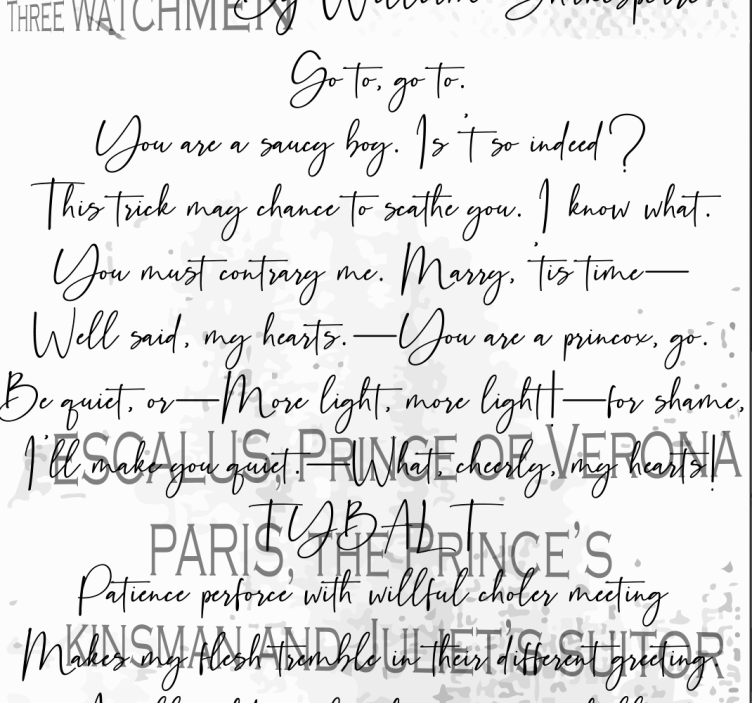 Papel pintado letras texto Romeo y Julieta - TenVinilo