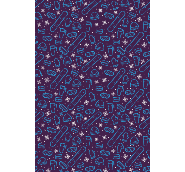 Papel pintado juvenil Doodle de deportes de invierno - TenVinilo