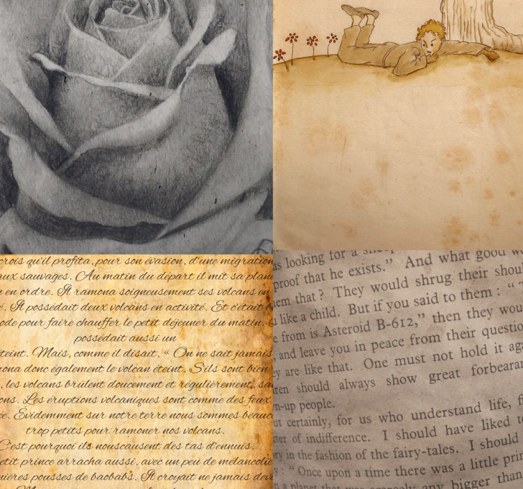 Papel tapiz letras collage del principito - TenVinilo