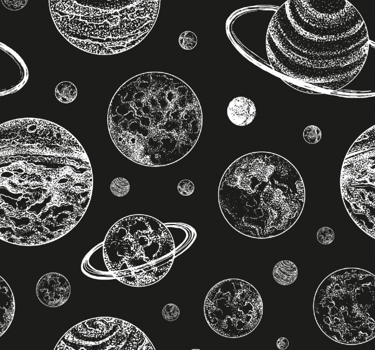 Papel pintado de estrellas lugar en blanco y negro - TenVinilo