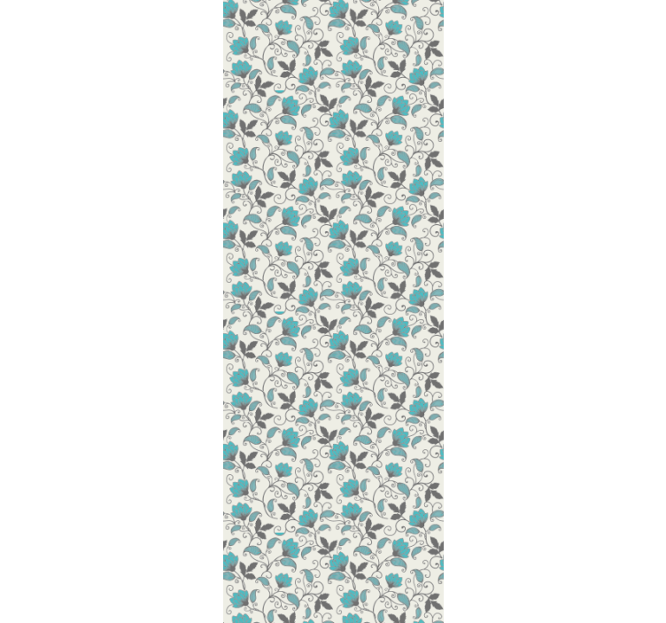 Papel tapiz floral inspiración de azulejos florales - TenVinilo