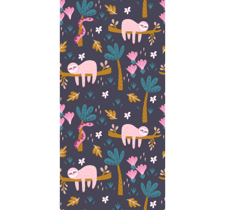 Papel tapiz animales perezosos rosados - TenVinilo