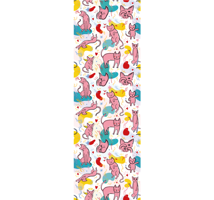Papel tapiz gatos patrones felinos juguetones - TenVinilo