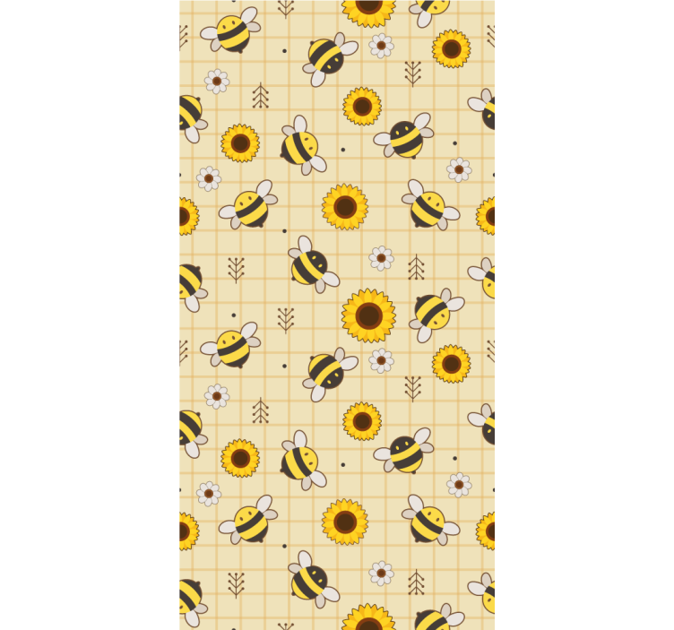 Papel tapiz animales patrón de girasol abeja - TenVinilo