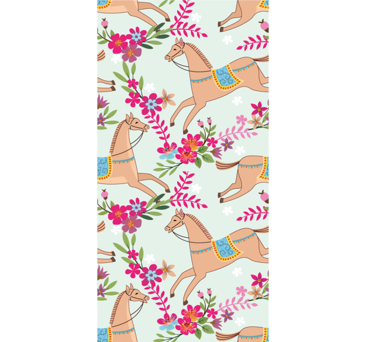 Papel tapiz animales flores ecuestres - TenVinilo