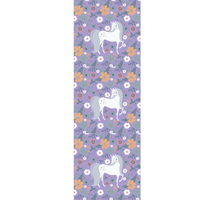 Papel tapiz animales patrón floral unicornio - TenVinilo