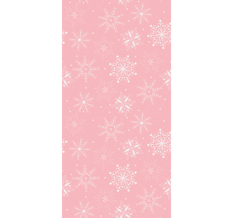 Papel pintado navidad Copos de nieve blancos sobre fondo rosa - TenVinilo