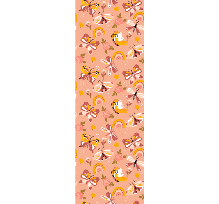 Papel tapiz mariposas patrón de flora de mariposa - TenVinilo