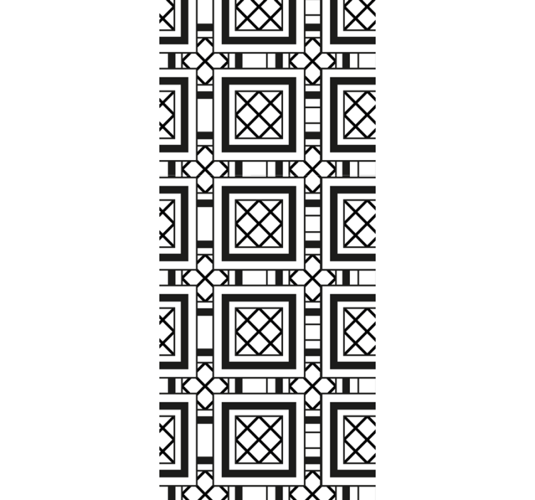 Papel pintado cuadros Estilo baldosas hidráulicas negras - TenVinilo