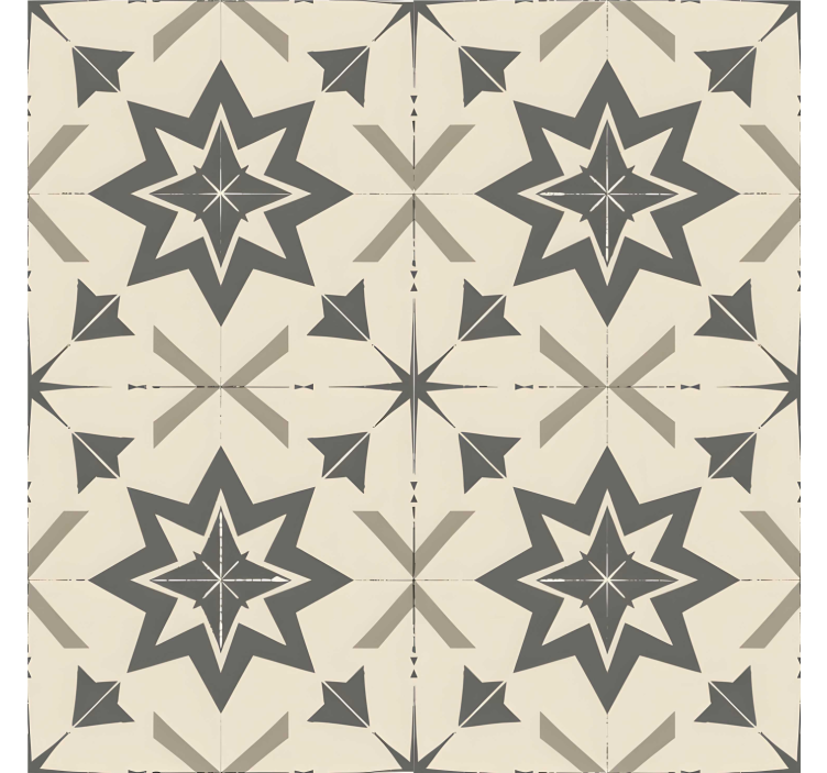Papel tapiz azulejos diseño estrellado beige - TenVinilo