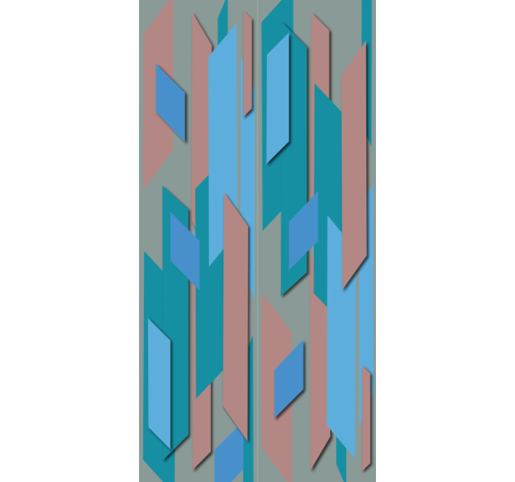 Papel tapiz para sala formas abstractas azules y rosas - TenVinilo