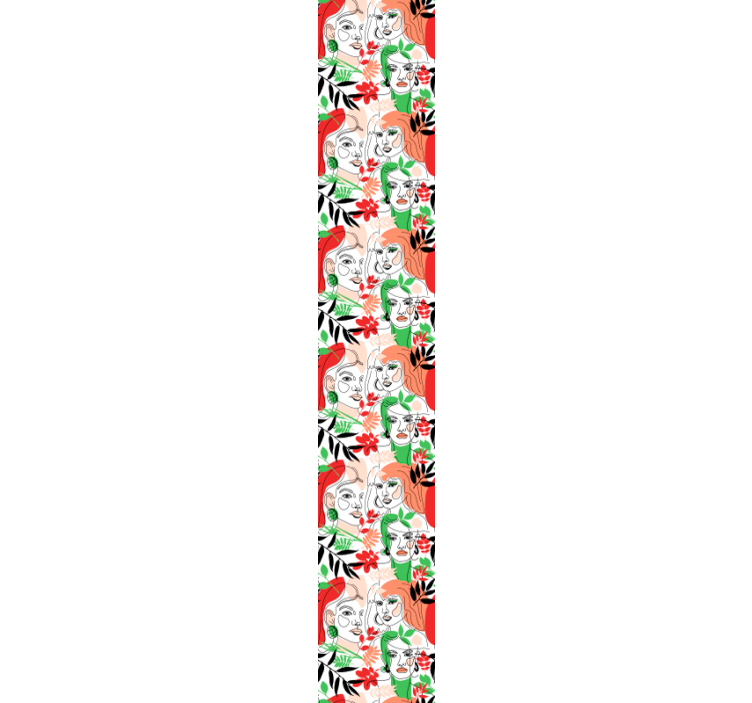 Papel tapiz abstracto caras y flores - TenVinilo