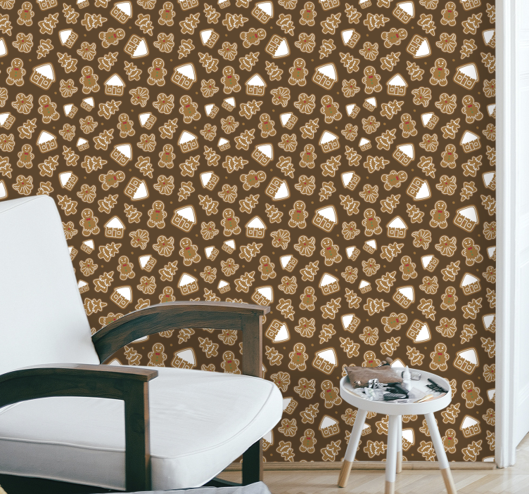 Papel tapiz navidad patrones de pan de jengibre - TenVinilo