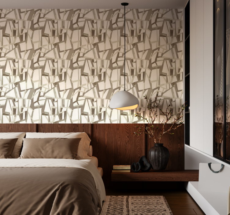 Papel tapiz abstracto estilo nórdico beige - TenVinilo