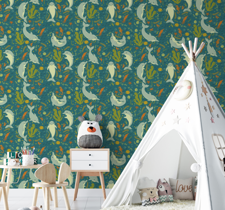 Papel tapiz animales fauna submarina - TenVinilo