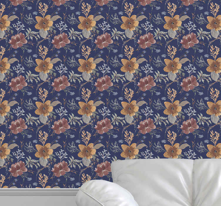 Papel tapiz floral elegancia botánica - TenVinilo