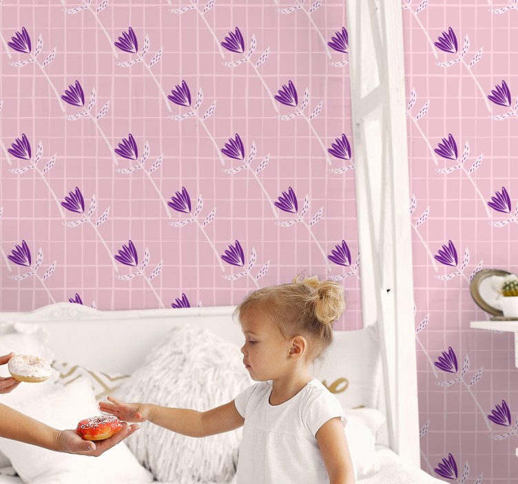 Papel tapiz geométrico patrón floral geométrico - TenVinilo