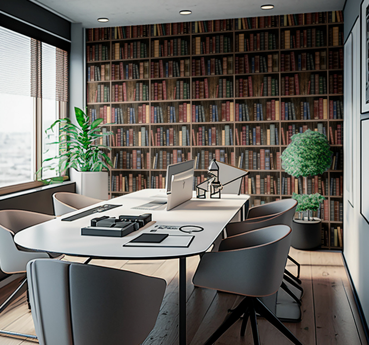 Papel pintado para oficinas libros de bibliotecaLos libros de la  - TenVinilo