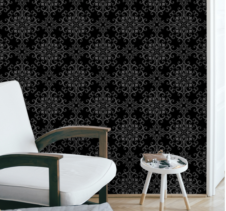 Papel pintado floral Negrura absoluta - TenVinilo