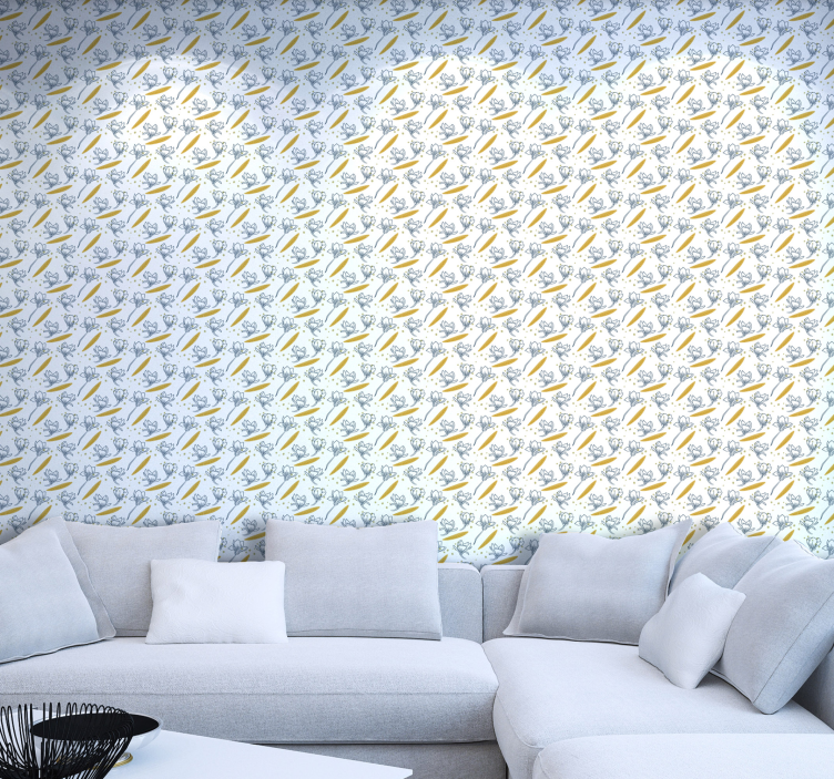 Papel pintado flores bonitas azul - TenVinilo