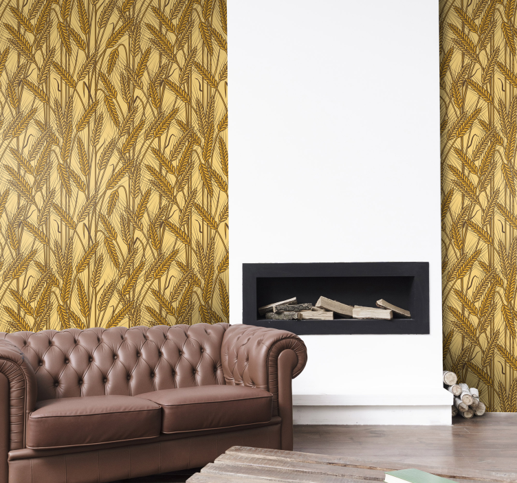 Papel pintado amarillo campo trigo - TenVinilo