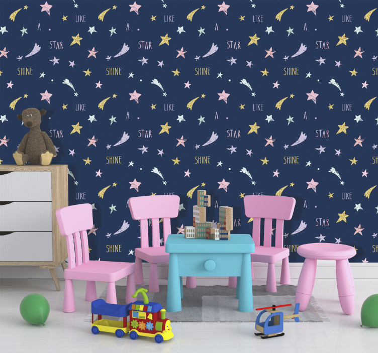 Papel para salón constelación estrellas rayas - TenVinilo