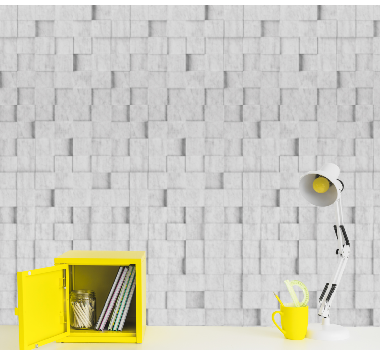 Papel pintado abstracto Pared cúbica digital - TenVinilo