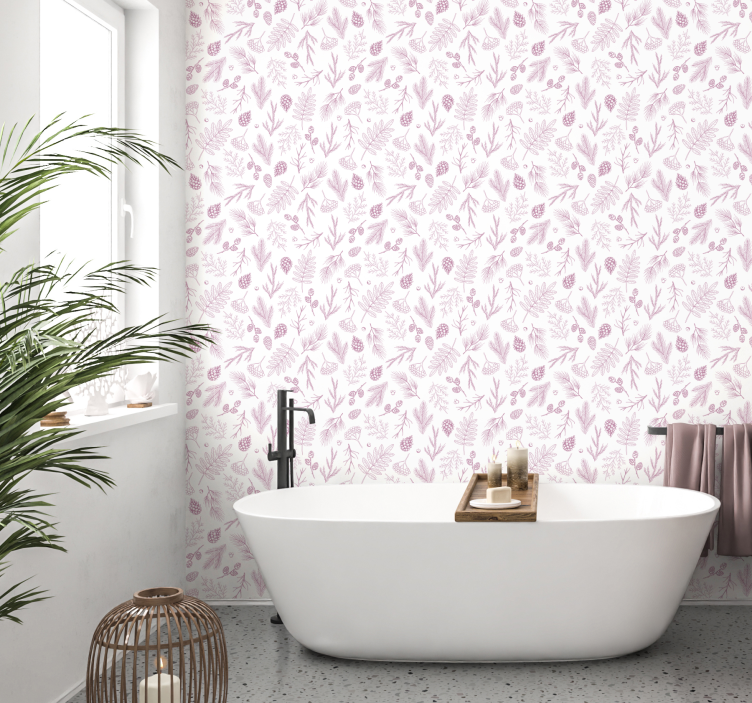 Papel pintado baño ramas de pino  - TenVinilo