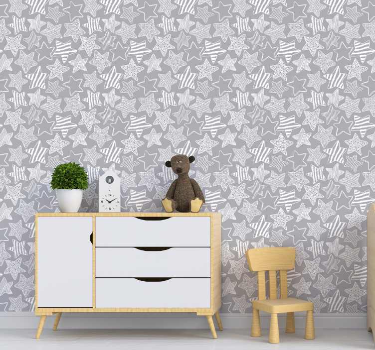 Papel pintado infantil de estrellas blancas - TenVinilo