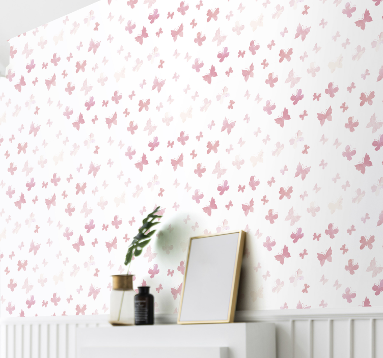 Papel pared infantil mariposas colores rosa - TenVinilo