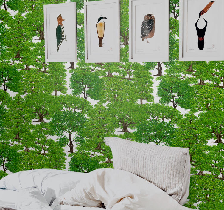 Papel pintado paisaje bosque con árboles - TenVinilo