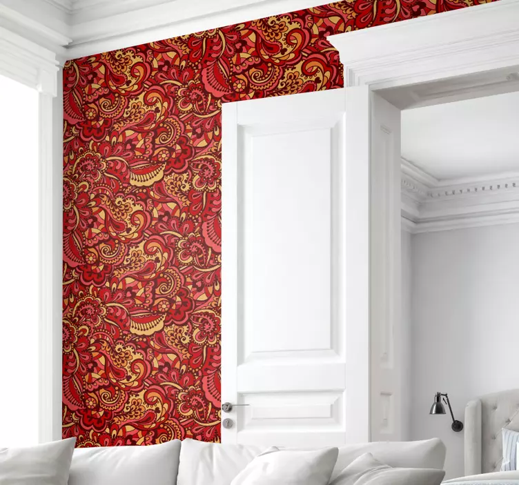 Papel pintado salón de formas doradas - TenVinilo
